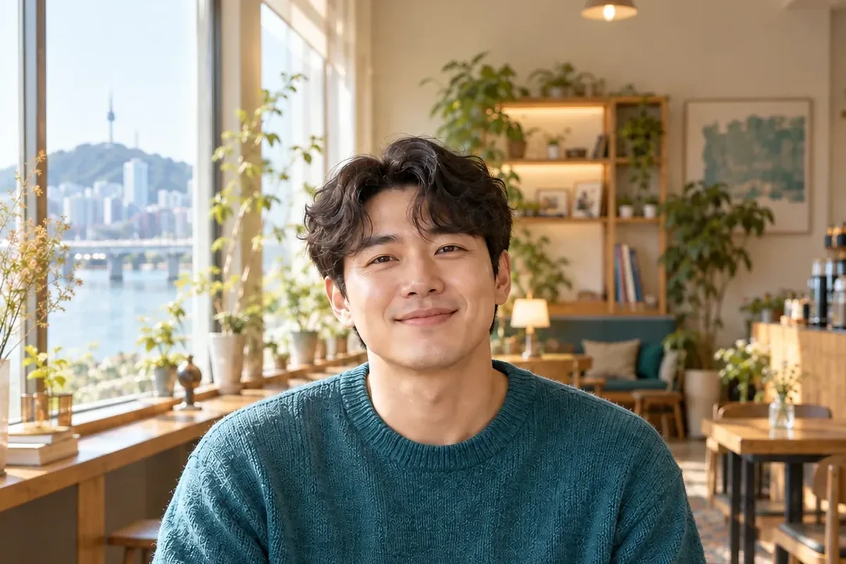 소액결제 신규정책 강이 보이는 카페에 앉아 웃는 남성 24시 바로